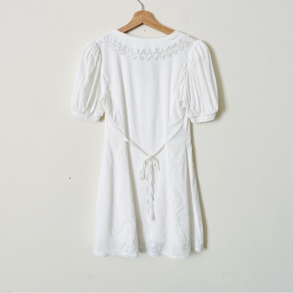 Reformation SIZE 4 Nonie white collared lace detail minu dress - Picture 6 of 7